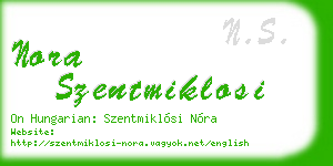 nora szentmiklosi business card